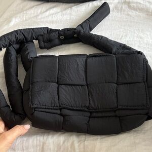 BOOGZEL Black Microfiber Quilted Crossbody Bag